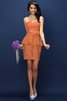 Robe demoiselle d'honneur naturel courte collant en satin orné de nœud à boucle - 20