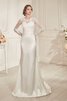 Robe de mariée humble elégant simple avec manche longue de traîne courte - 1
