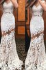 Vestido de Fiesta de Corte Sirena de Encaje Adorno de Escote redondo de Sin mangas - 1