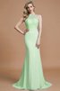 Schaufel-Ausschnitt Normale Taille Ärmelloses Sweep Zug Brautjungfernkleid aus Chiffon - 31