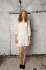 Abito da Sposa con Maniche Lunghe originale Naturale mini in pizzo decorato - 2