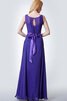 Robe demoiselle d'honneur ligne a ruché avec ruban ceinture col en bateau - 4