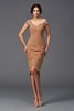 Robe de cocktail courte appliques asymétrique en chiffon avec manche courte - 1