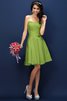 Normale Taille Drapiertes Mini Brautjungfernkleid mit Herz-Ausschnitt mit Plissierungen - 14