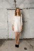 Abito da Sposa in pizzo con Maniche Lunghe Barchetta Tubino Naturale Cerniera - 2