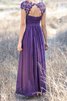 Gerüschtes kurze Ärmeln einfaches bodenlanges romantisches Brautjungfernkleid aus Chiffon - 4