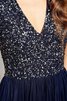 A-Line kurze Ärmeln Paillette Chiffon Reißverschluss luxus Brautjungfernkleid - 4