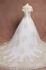 Robe de mariée enchanteur cordon de traîne mi-longue avec perle jusqu'au sol - 3
