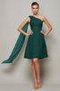 Robe demoiselle d'honneur naturel courte ligne a d'épaule asymétrique de princesse - 11