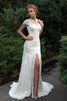 Robe de mariée cordon avec gradins avec manche courte ouverture frontale au niveau de cou - 1