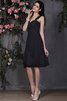 Robe demoiselle d'honneur naturel plissage bref de longueur à genou avec zip - 2