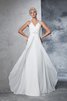 V-Ausschnitt A-Linie Vintage Luxus Brautkleid aus Chiffon - 3
