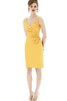 Robe demoiselle d'honneur ruché de col en v de longueur à genou - 5