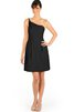 Robe demoiselle d'honneur courte d'épaule asymétrique ligne a poches - 3