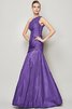 Normale Taille Prinzessin Bodenlanges Sittsames Brautjungfernkleid mit Drapierung - 24