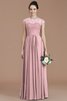 Robe demoiselle d'honneur naturel jusqu'au sol avec chiffon de princesse a-ligne - 27