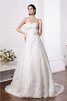 Robe de mariée cordon ligne a manche nulle avec ruban de traîne mi-longue - 1