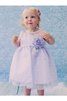Robe de cortège enfant plissé ceinture a-ligne avec fleurs col u profond - 1