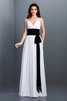 Normale Taille A-Linie Prinzessin Bodenlanges Brautjungfernkleid mit Schleife - 1