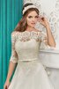 Spitze halbe Ärmeln A-Line bodenlanges Brautkleid mit Applikation mit Schmetterlingsknoten - 2