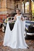 Enganliegendes Chiffon bodenlanges Brautkleid mit Empire Taille mit Applikation - 1