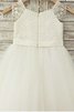 Abito da Cerimonia Bambini A Terra Cerniera in Tulle Naturale con Fiore - 3