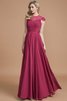 Vestido de Dama de Honor de Corte princesa de Corte-A en Gasa de Escote redondo - 3