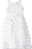 A-Line Reißverschluss wadenlanges Blumenmädchenkleid mit Feder mit natürlicher Taille - 2
