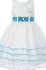 Abito da Cerimonia Bambini al ginocchio alta vita con Perline Tondo Senza Maniche in Tulle - 1