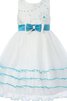 Robe de cortège enfant manche nulle en tulle encolure ronde de longueur à genou avec nœud - 1