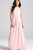 Reißverschluss Chiffon Hoher Kragen a linie bodenlanges Brautjungfernkleid mit Bordüre - 1