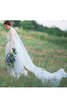 Abito da Damigella Coda a strascico watteau Barchetta A-Line in Tulle con Perline Cappellino - 4
