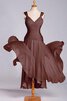 Robe demoiselle d'honneur plissage avec chiffon de col carré a-ligne avec zip - 1