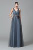 Vestido de Dama de Honor de Corte princesa de Largo de Imperio Cintura con Cintas - 1