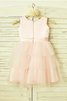 Natürliche Taile A-Line Prinzessin Tüll Blumenmädchenkleid mit Blume - 2
