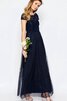 Chiffon kurze Ärmeln a linie knöchellanges prächtiges Brautjungfernkleid mit Plissierungen - 4