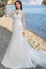 Langärmeliges Etui konservatives extravagantes Brautkleid aus Spitze mit Reißverschluss - 1