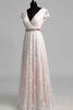 Robe de mariée informel elégant en dentelle a-ligne avec manche courte - 4