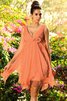 Robe demoiselle d'honneur a-ligne avec chiffon de lotus de col en v avec zip - 20