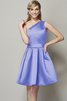 Robe demoiselle d'honneur bref naturel en satin d'épaule asymétrique ligne a - 16