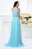 A-Linie Natürliche Taile V-Ausschnitt Glamouröses Bodenlanges Abendkleid - 2