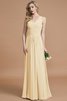 Prinzessin Normale Taille Bodenlanges Brautjungfernkleid aus Chiffon mit V-Ausschnitt - 11