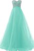 Robe demoiselle d'honneur pailleté de tour de ceinture empire ligne a en tulle de col en cœur - 1