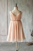 Empire Taille Juwel Ausschnitt a linie knielanges mini Blumenmädchenkleid mit Gürtel - 4