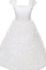 Abito da Cerimonia Bambini A-Line Cerniera Quadrato in Raso alta vita con Fiore - 1