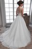Tüll Schaufel-Ausschnitt Duchesse-Linie bodenlanges Brautkleid mit Applike - 3