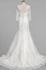 Robe de mariée col en bateau de sirène de traîne moyenne avec perle avec zip - 3