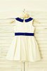 Reißverschluss Satin Prinzessin Natürliche Taile Blumenmädchenkleid mit Blume - 2