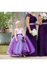 Prinzessin Tüll Schmetterlingsknoten bodenlanges Blumenmädchenkleid mit gekappten Ärmeln - 4