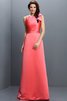 Robe demoiselle d'honneur longue en forme fermeutre eclair col en bateau en satin - 28